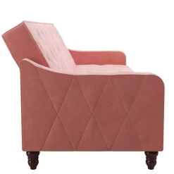 Dreisitzer Schlafcouch in Rosa Samtbezug - Norteba^Wohnen Clearance