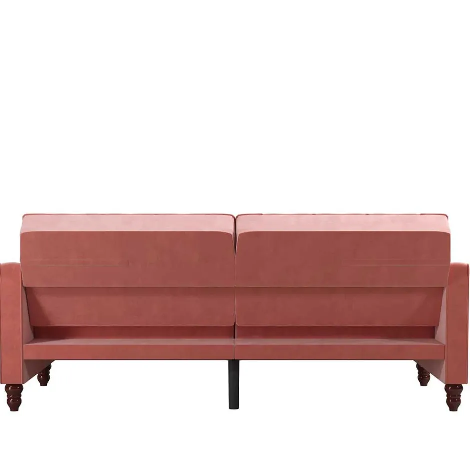 Dreisitzer Schlafcouch in Rosa Samtbezug - Norteba^Wohnen Clearance