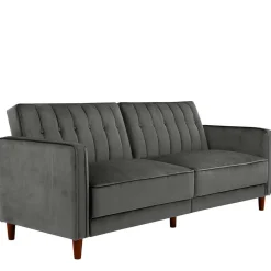 Wohnen Dreisitzer Schlafcouch in Grau Samt - Lessia