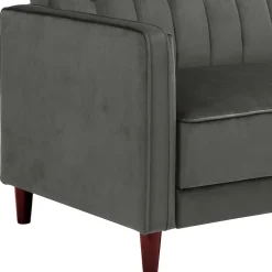 Wohnen Dreisitzer Schlafcouch in Grau Samt - Lessia