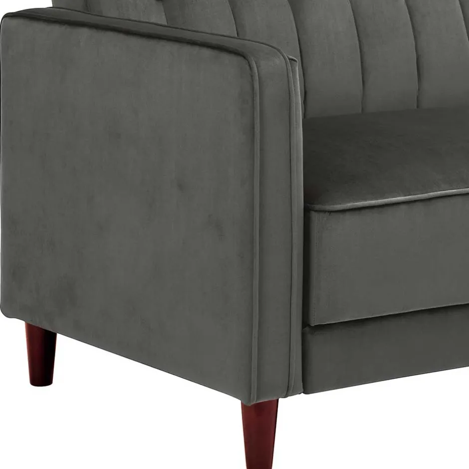 Wohnen Dreisitzer Schlafcouch in Grau Samt - Lessia