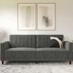 Wohnen Dreisitzer Schlafcouch in Grau Samt - Lessia