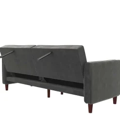 Wohnen Dreisitzer Schlafcouch in Grau Samt - Lessia