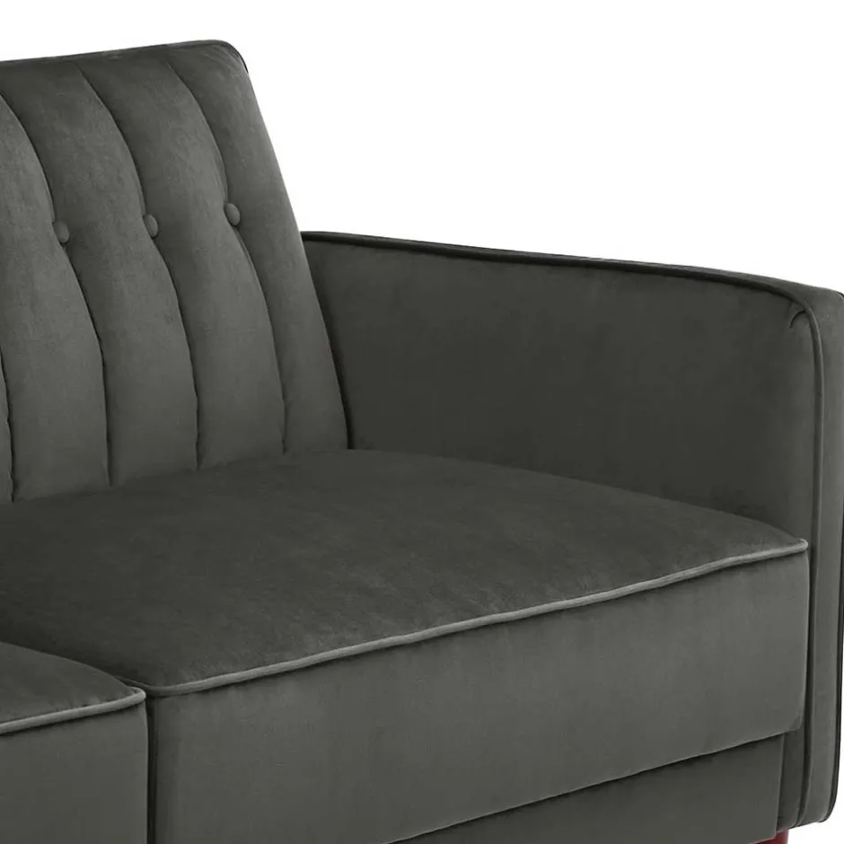 Wohnen Dreisitzer Schlafcouch in Grau Samt - Lessia