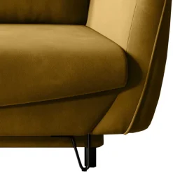 Dreisitzer Schlafcouch in Senfgelb Samt - Ombragon^Wohnen Outlet