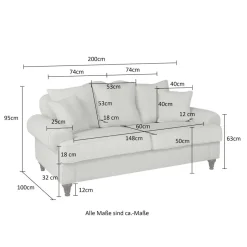 Dreisitzer Sofa im Vintage Landhaus Look - Merandes^Wohnen Discount