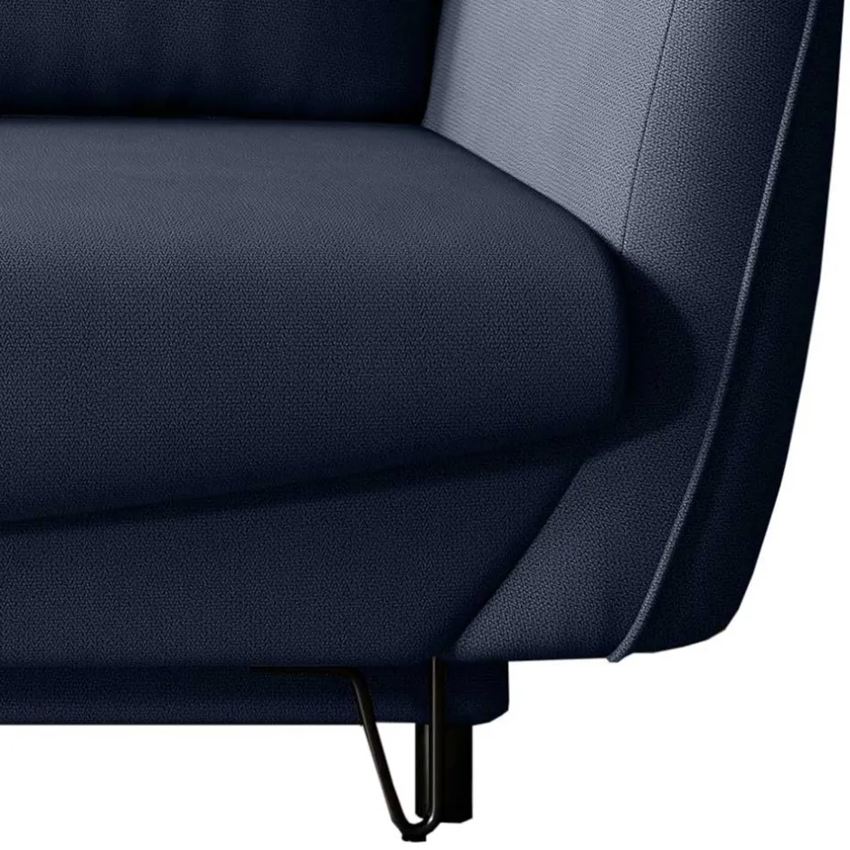 Wohnen Dreisitzer Wohnzimmersofa in Blaugrau Velours - Chiyom