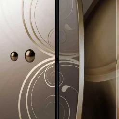 Wohnen Druck Paravent mit elegantem Motiv in Grau Brau - Lozenna