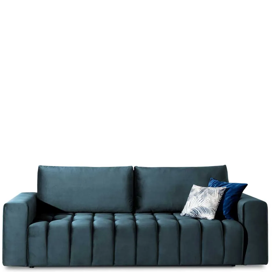 Dunkelblaue Schlafcouch mit drei Sitzplätzen - Beliava^Wohnen Discount