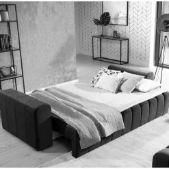 Dunkelblaue Schlafcouch mit drei Sitzplätzen - Beliava^Wohnen Discount