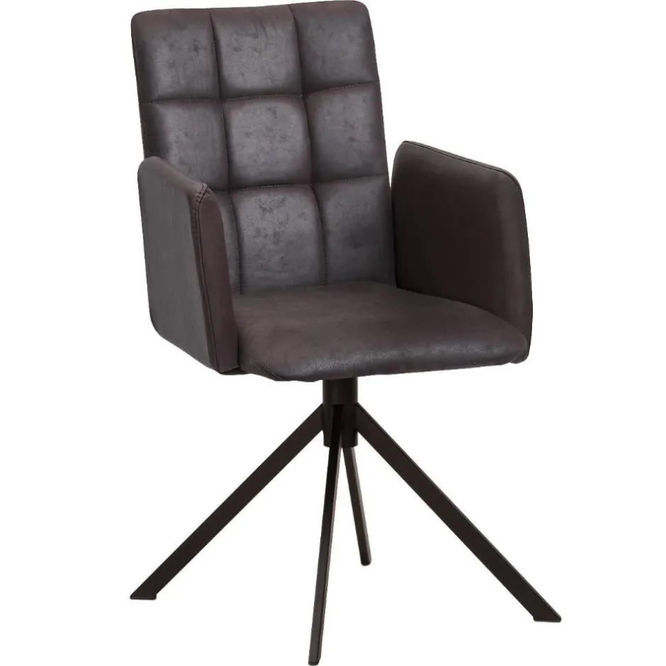 Wohnen Dunkelbrauner Tischsessel aus Microfaser - Domiano