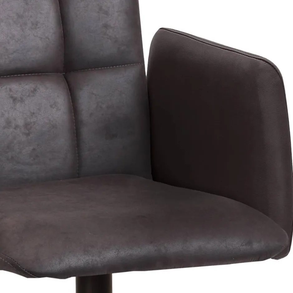 Wohnen Dunkelbrauner Tischsessel aus Microfaser - Domiano