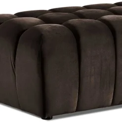 Wohnen Dunkelbrauner Wohnzimmerhocker aus Samt - Ladwica