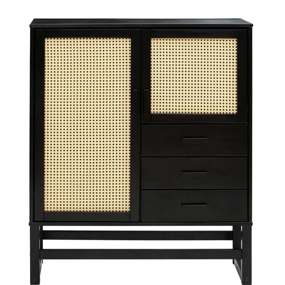 Dunkelbraunes Highboard mit Wiener Geflecht - Santiana^Wohnen New