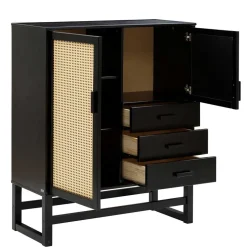 Dunkelbraunes Highboard mit Wiener Geflecht - Santiana^Wohnen New