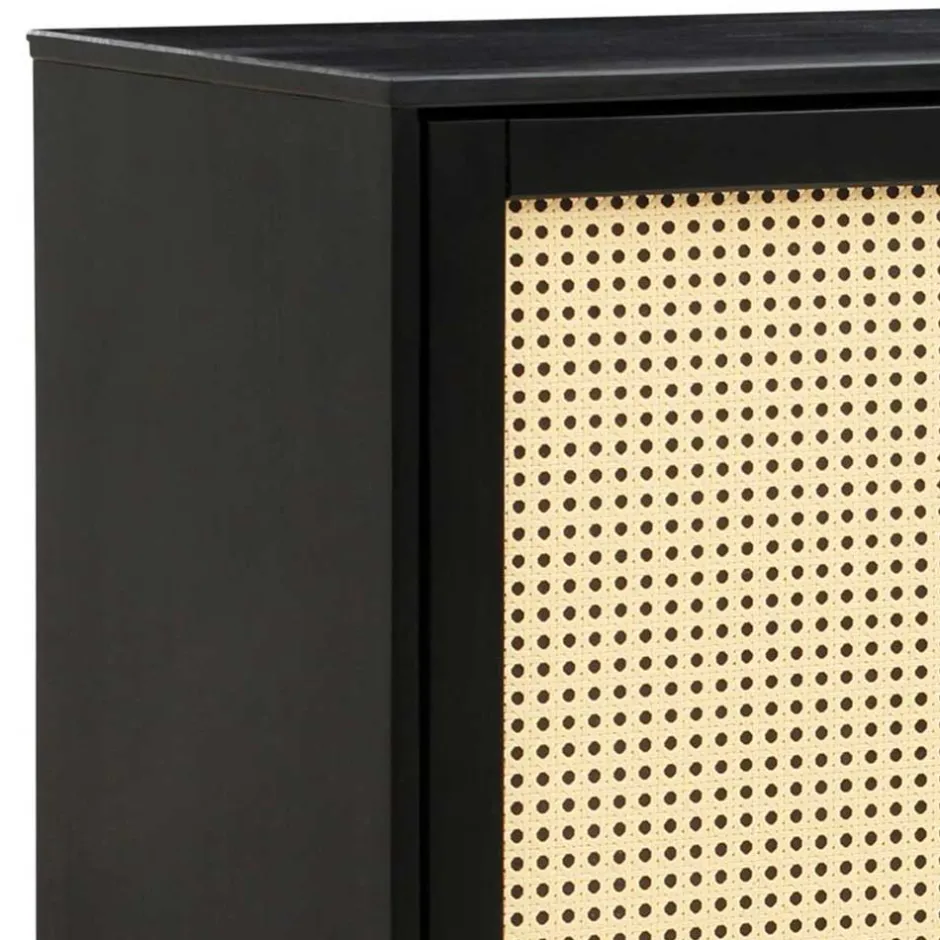 Dunkelbraunes Highboard mit Wiener Geflecht - Santiana^Wohnen New