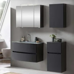 Wohnen Dunkelgraue Badmöbel Kombination - Natarivos (vierteilig)