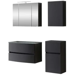 Wohnen Dunkelgraue Badmöbel Kombination - Natarivos (vierteilig)