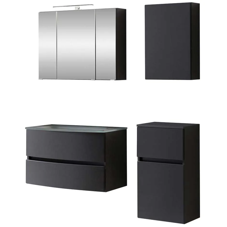 Wohnen Dunkelgraue Badmöbel Kombination - Natarivos (vierteilig)