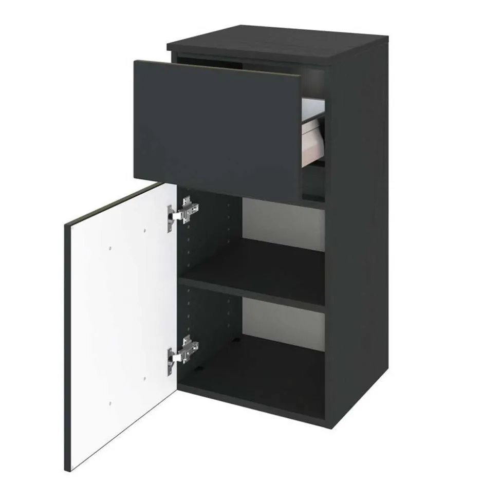 Wohnen Dunkelgraue Badmöbel Kombination - Natarivos (vierteilig)