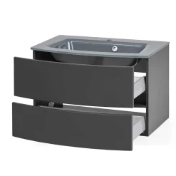 Wohnen Dunkelgraue Badmöbel Kombination - Natarivos (vierteilig)