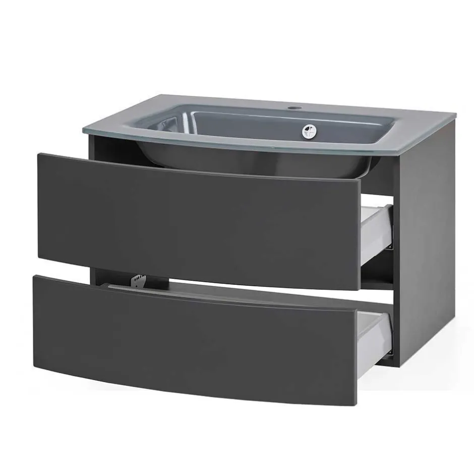 Wohnen Dunkelgraue Badmöbel Kombination - Natarivos (vierteilig)
