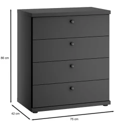 Wohnen Dunkelgraue Kommode mit vier Schubladen - Mataram