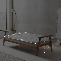 Dunkelgraue Schlafcouch mit Holzgestell - Pino^Wohnen Sale