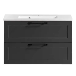 Dunkelgraue Waschkonsole mit Einlassbecken - Novelya^Wohnen New