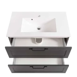 Dunkelgraue Waschkonsole mit Einlassbecken - Novelya^Wohnen New