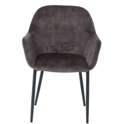 Dunkelgrauer Armlehnenstuhl aus Samt - Estateas (2er Set)^Wohnen Outlet