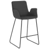 Dunkelgrauer Barstuhl aus Microfaser - Umya^Wohnen Outlet
