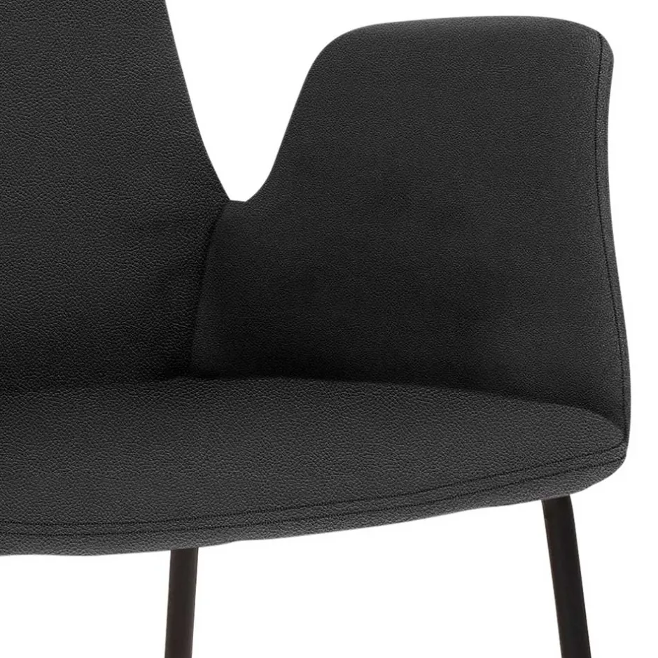 Dunkelgrauer Barstuhl aus Microfaser - Umya^Wohnen Outlet