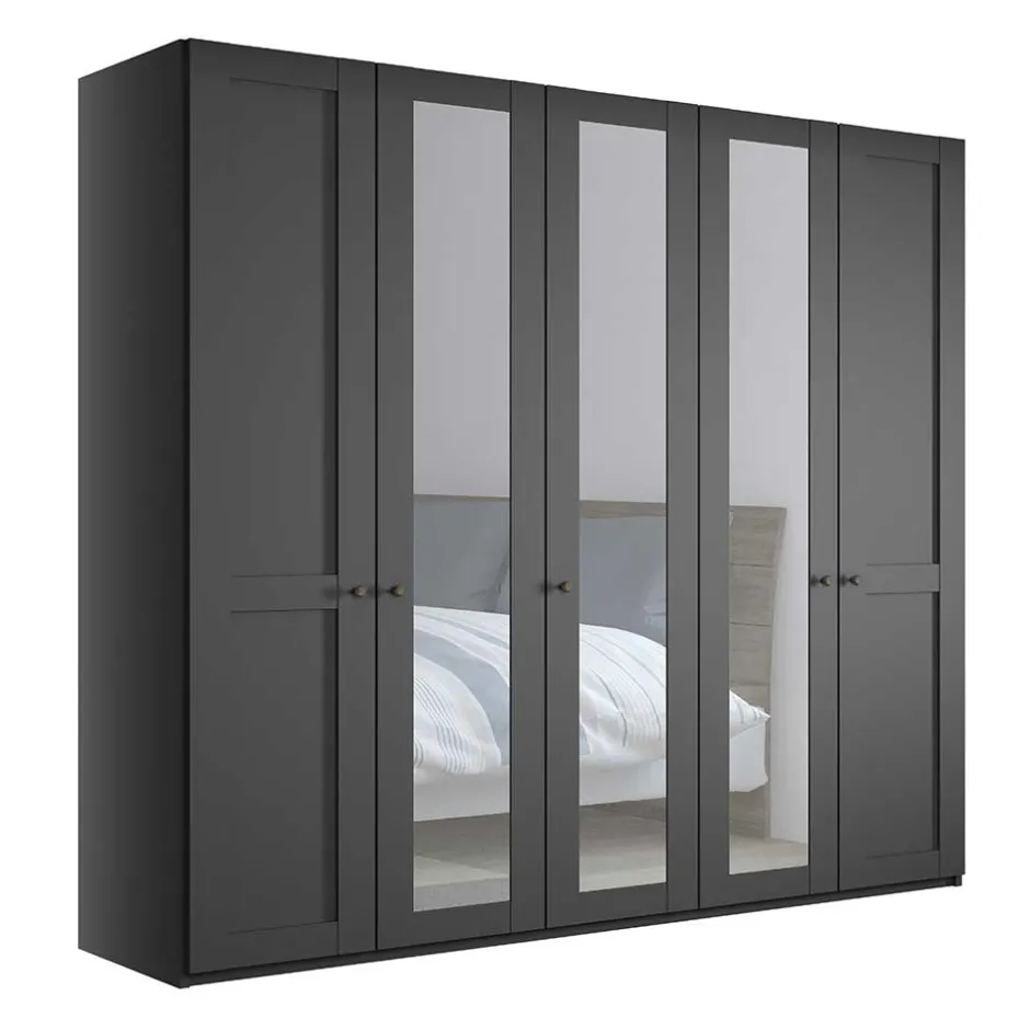 Wohnen Dunkelgrauer Kleiderschrank mit Spiegeln - Mataram
