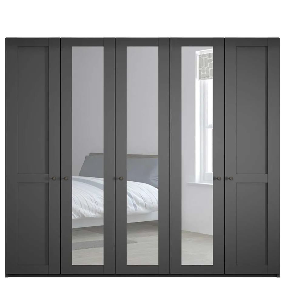 Wohnen Dunkelgrauer Kleiderschrank mit Spiegeln - Mataram