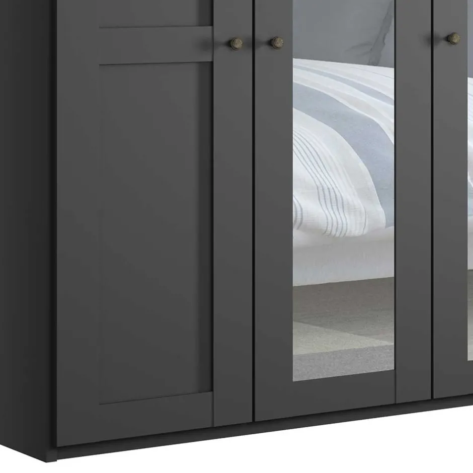 Wohnen Dunkelgrauer Kleiderschrank mit Spiegeln - Mataram