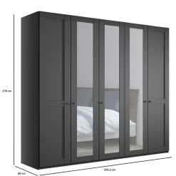 Wohnen Dunkelgrauer Kleiderschrank mit Spiegeln - Mataram