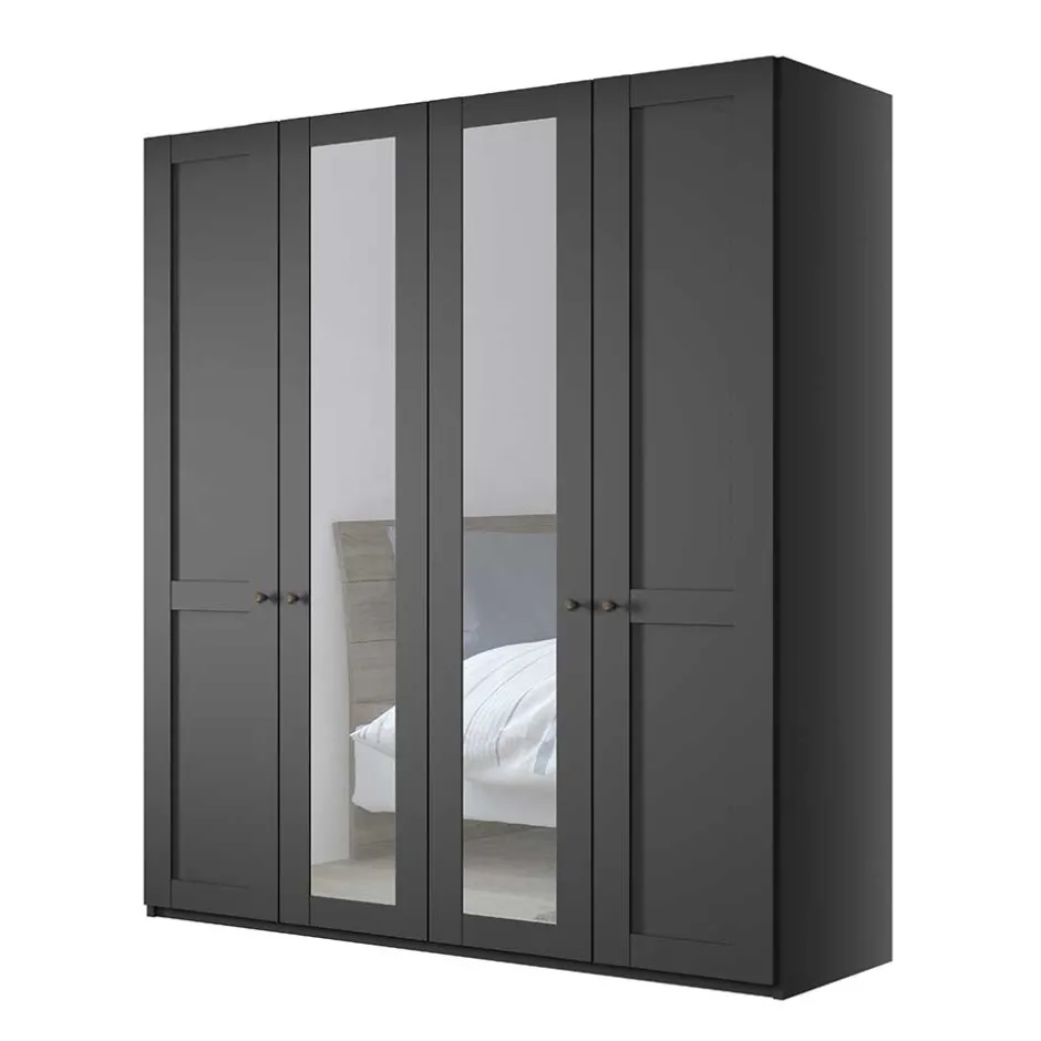 Wohnen Dunkelgrauer Schlafzimmerschrank 4-türig - Mataram