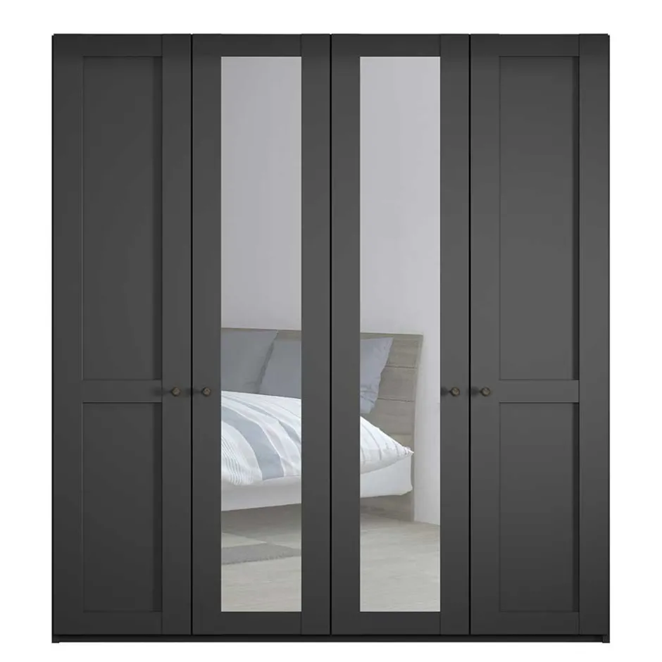 Wohnen Dunkelgrauer Schlafzimmerschrank 4-türig - Mataram