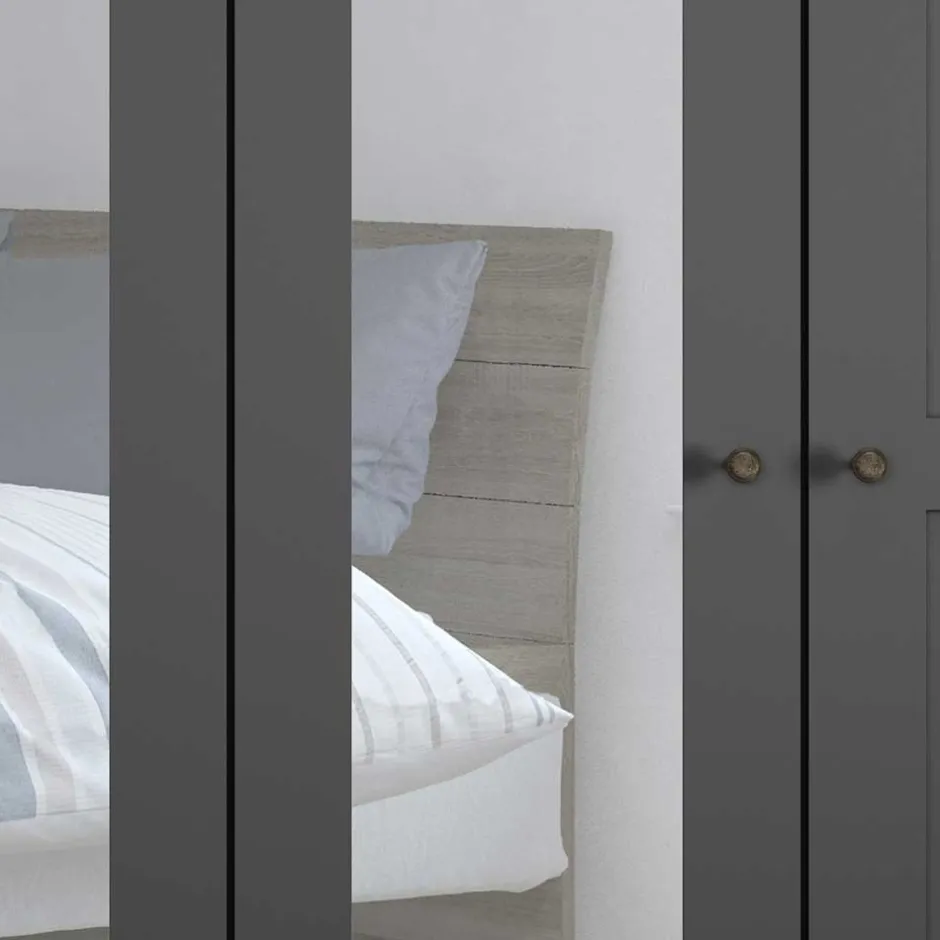 Wohnen Dunkelgrauer Schlafzimmerschrank 4-türig - Mataram