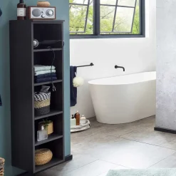 Wohnen Dunkelgraues Badregal mit 5 Fächern - Breznia