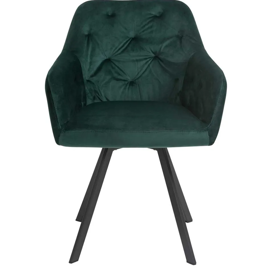 Wohnen Dunkelgrüner Samt Drehstuhl für den Esstisch - Cali