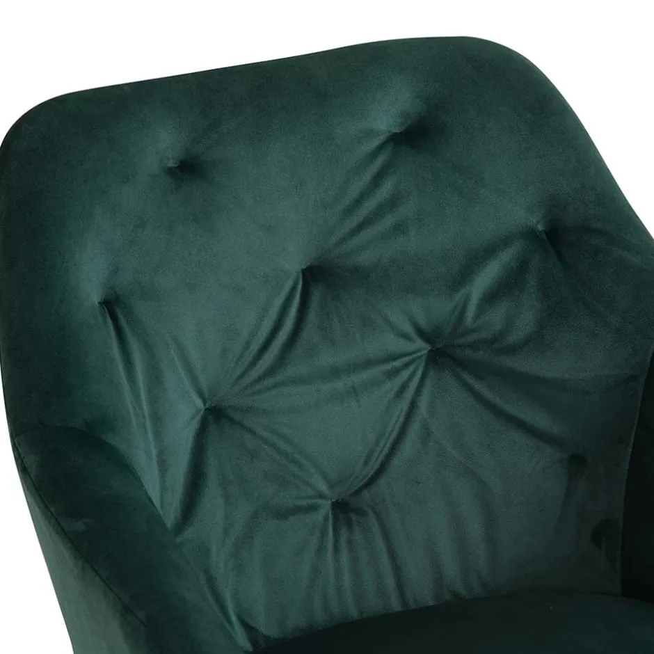 Wohnen Dunkelgrüner Samt Drehstuhl für den Esstisch - Cali