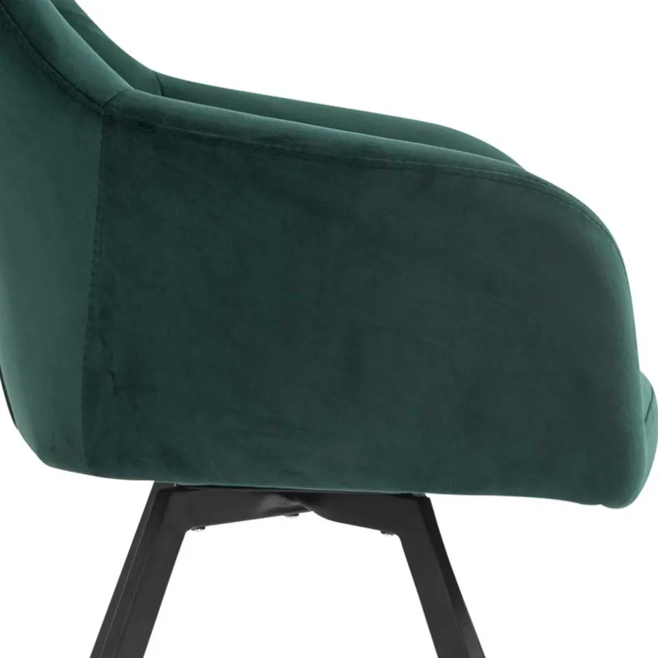 Wohnen Dunkelgrüner Samt Drehstuhl für den Esstisch - Cali