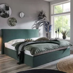 Wohnen Dunkelgrünes Bett mit Bettkasten - Arabos