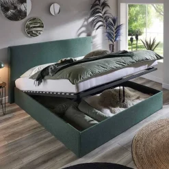 Wohnen Dunkelgrünes Bett mit Bettkasten - Arabos