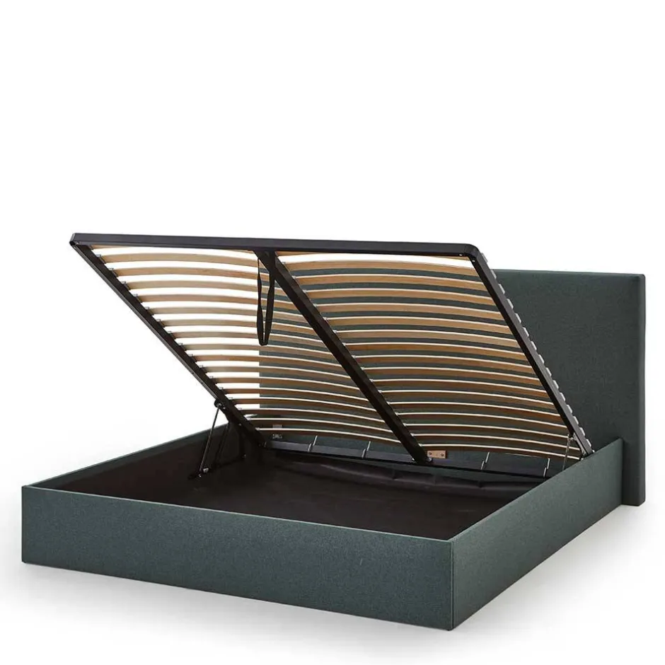 Wohnen Dunkelgrünes Bett mit Bettkasten - Arabos