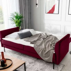 Dunkelrote Schlafcouch mit 140x200 Liegefläche - Giannin^Wohnen New