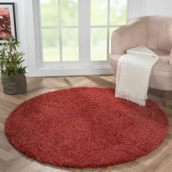 Dunkelroter Teppich in Rund - Salva^Wohnen Online