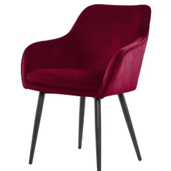 Dunkelroter Tischsessel aus Samt - Laydia^Wohnen New